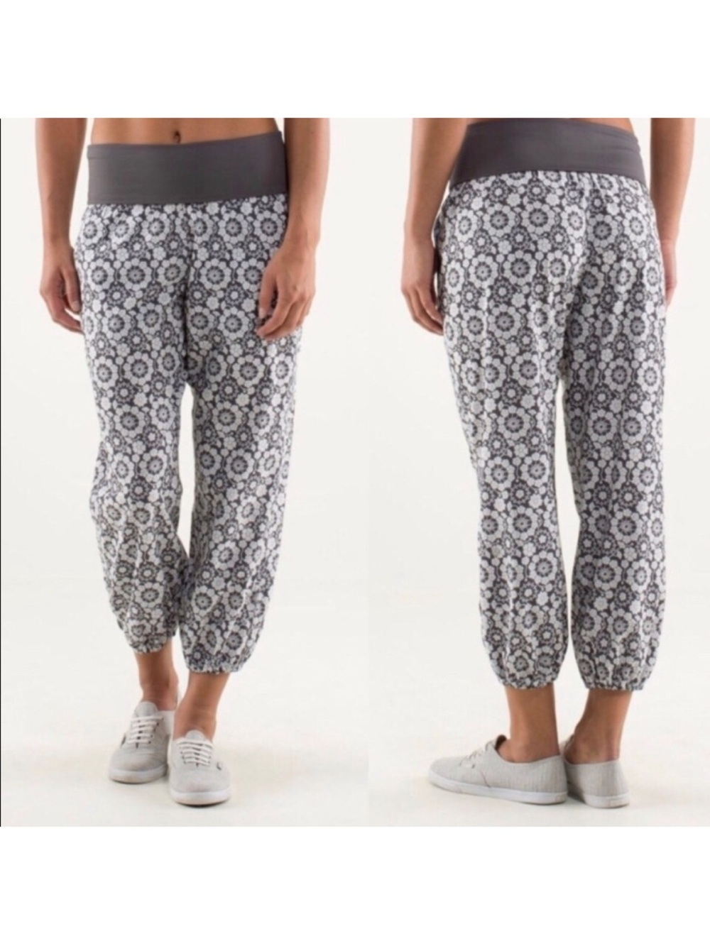 Lululemon OM Pants Gray Nimby Floral Size 4 - Picture 2 of 8